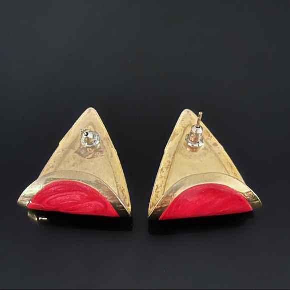 ✨Stunning VTG Italy Pink Emulsion Stud Earrings - Picture 2 of 2